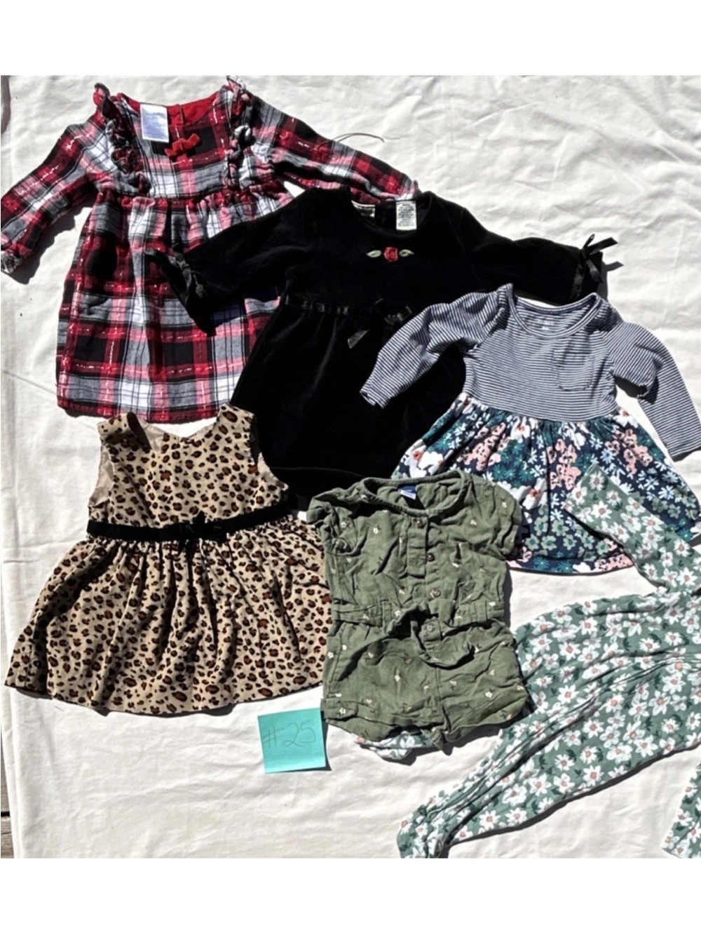 Girls Mixed Dress Bundle - Plaid, Velvet, Floral, Leopard, Olive